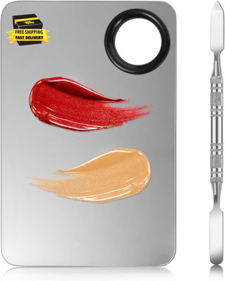 2 in 1 Set Makeup Mixing Palette, Stainless Steel Foundation Palette with Spatul