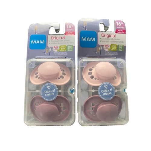 MAM Original Pacifier 2 - 2 Pack 16+ Months Matte Collection Purple Pink - Picture 1 of 2