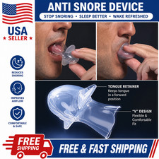 Silicone Anti Snoring Mouthpiece Tongue Retainer Snore Stop Device Sleep Aid