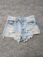 Levi's Women's Light Blue Distressed Denim Cutoff Shorts W28