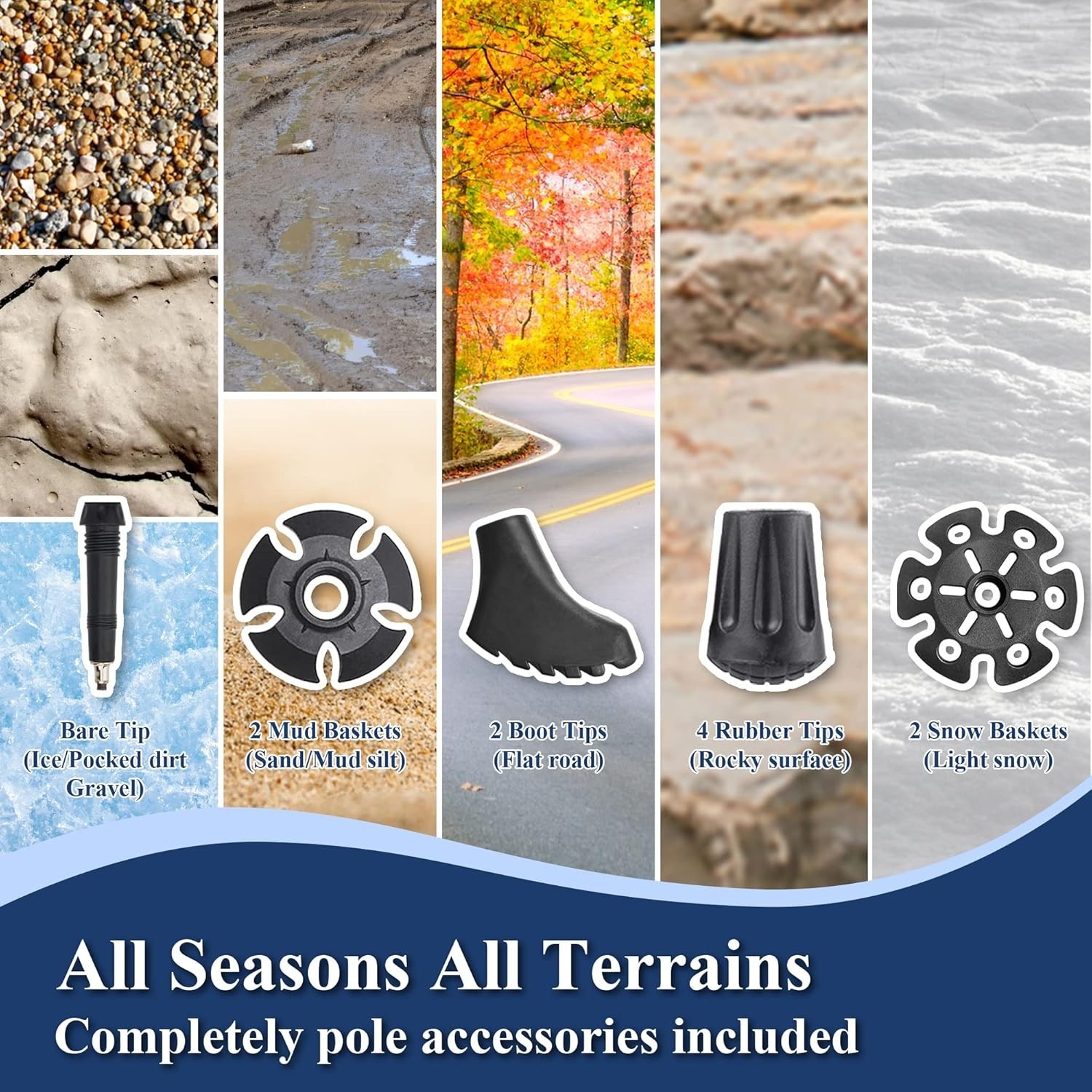 Nordic Walking Trekking Poles Aluminum Collapsible Shock-Absorbing 2pk