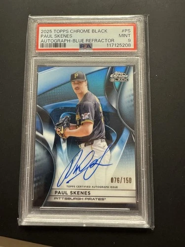 2025 Topps Chrome Black Paul Skenes Blue Refractor Auto /150 PSA 9 🔥🔥🔥🔥