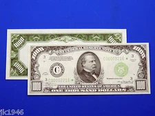 Reproduction $1000 1934 FRN US Paper Money Currency Copy