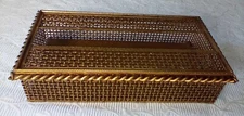 Vintage Tissue Kleenex Box Holder Gold Filigree Hollywood Regency Mid Century