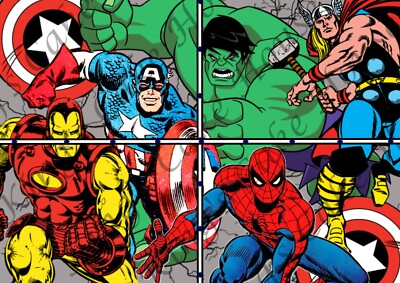 Essbare Tortenverpackung im Comic-Stil, Superheldenmotiv. Essbare Zuckergussblätter, 2er SET