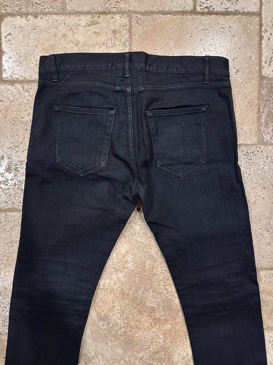 Saint Laurent Paris x Hedi Black Knee Slit Black Denim Jeans