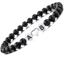 Bracciale con iniziale 2 Lettere nome Cuore Argento bracciali Coppia fidanzati 