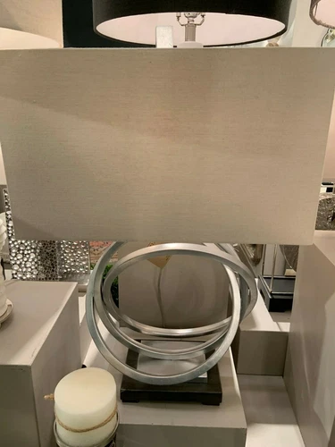 SOROCA MODERN ART DECOR 28" METALLIC SILVER METAL BASE TABLE LAMP 27310    - Picture 1 of 4