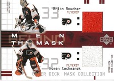 2001-02 UD Mask Collection Worn Dual Jerseys Brian Boucher Roman Cechmanek Men