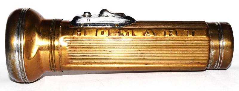 HOMART 7" Flashlight 1930, 1941 - Brass and chrome flashlight