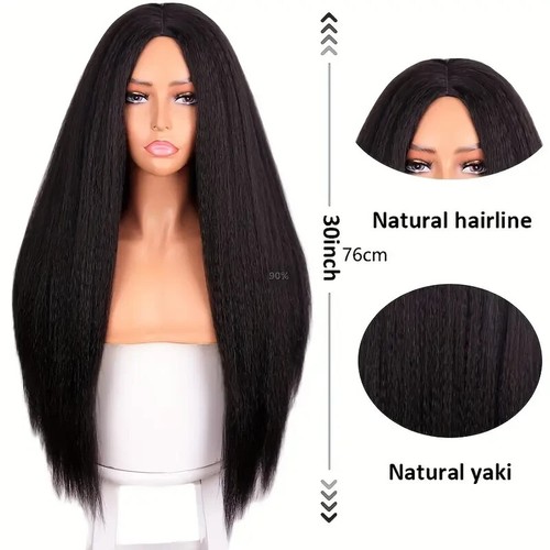 Natural Long Yaki Straight Synthetic Wig For Women - Picture 5 of 7