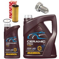 MotoröL Filter Set Mannol 10W-40 6 Liter + Schraube FüR Skoda Superb I 2.5 3U4