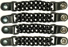 4 MATTE BLACK POWDER COATED DOUBLE CHAIN MOTORCYCLE VEST EXTENDERS MADE IN USA