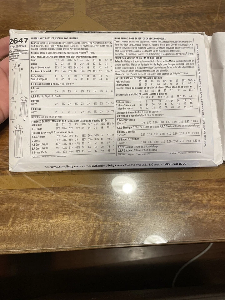 Simplicity Side Ruched V Neck Dress Sewing Pattern Women’s 2647 D5 Size 4-12 - Image 3 of 4