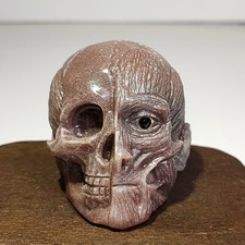 Cuarzo natural, piedra mineral en bruto, tallado a mano, cráneo cara humana
