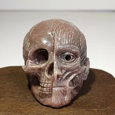 Natural quartz, mineral raw stone, hand carving,Human face skull