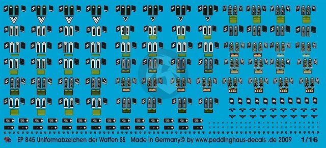 Peddinghaus 1/16 German Waffen-SS Uniform Insignia and Rank Patches WWII 845