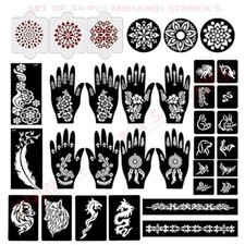 Reusable Mehandi Stencils for Hands, Wrist, Body for Women, Girls Set of 34 Pcs
