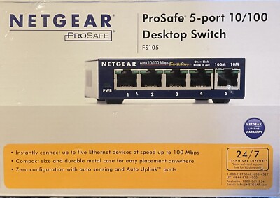 NetGear ProSafe 5 Port Switches - both Gigabit (GS105) and Fast ...