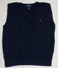 Polo Ralph Lauren Boys Cable Knit Sweater Vest Size 5 Years Blue Sleeveless