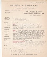 GEORGE N. NASH & CO. London 1930 W. Builders Merchants Headed Letter Ref 46337