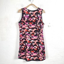 DECJUBA Dress Womens Medium Black/Orange/Puirple Stretch Sleeveless Round Neck