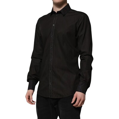Dolce & Gabbana Men's Gold-Fit Tuxedo Shirt  Black  L