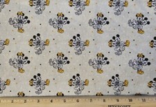 SPRINGS Fabric - MICKEY MINNIE Dots on Shaded Cream - HALF yard 18"