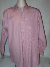 Brooks Brothers Button Up Shirt Mens Size 16 Red White Stripe Long Sleeve Cotton
