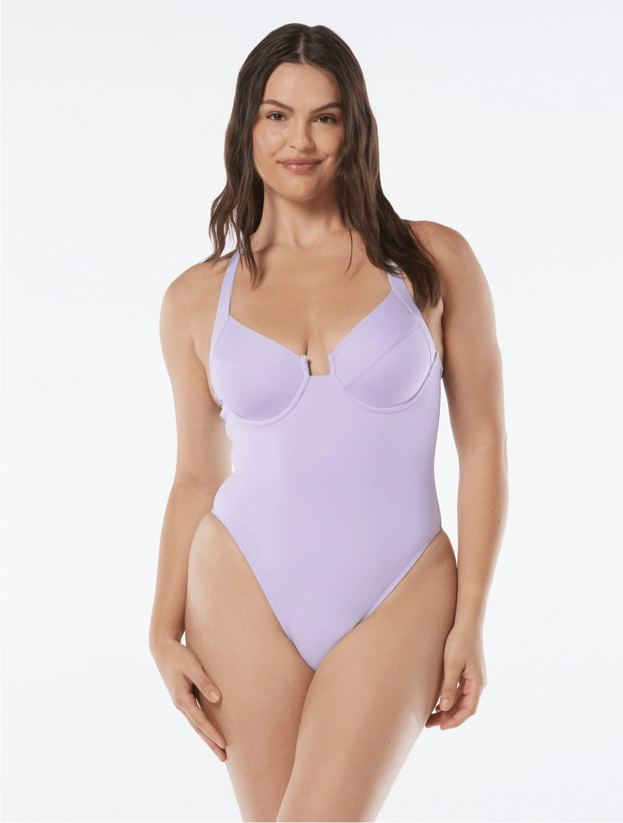 ワンピース水着 Annie Halterneck Hooded Top Lavender Coco Reef NWT lavender purple underwire one piece bathing