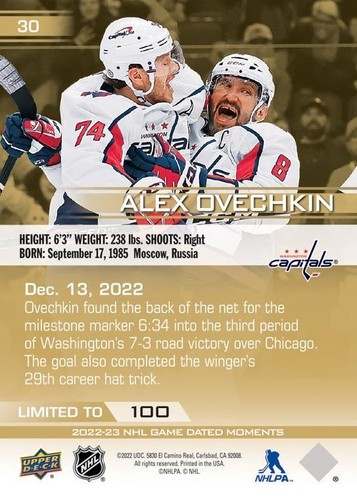 2022-23 NHL Game Dated Moments Gold SP /100 (You Pick) - Rookies (RC) & Veterans - Picture 69 of 223