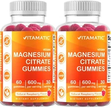 2 Pack Vitamatic Magnesium Citrate Gummies 600mg per Serving - 60 Vegan Gummies 