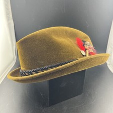 Dunlap New York Vintage 50  s Fedora Feathered Hat Webster Genuine Velour 6 7/8