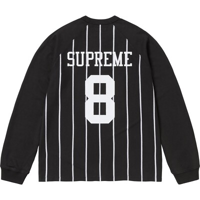 Supreme FW24 Stripe Raglan Longsleeve Cotton Crewneck Top Black
