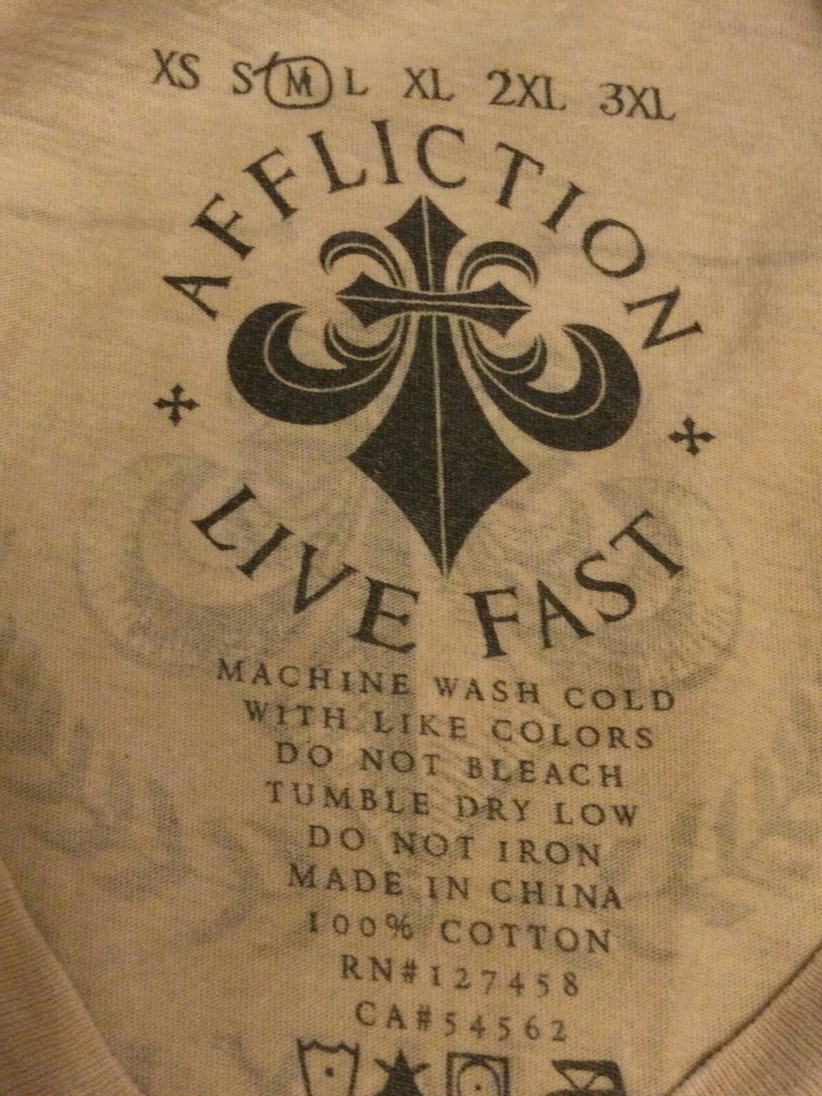 ラッキー Affliction (Brand) - “Live Fast” - Light Brown/V Neck/M/Marks At