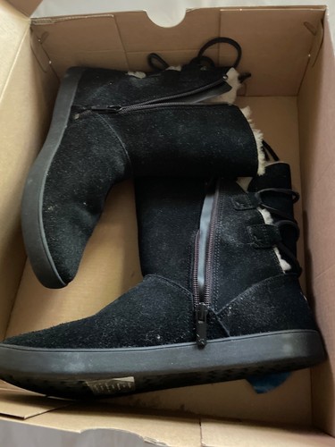 Koolaburra By Ugg Womens Shazi Short Black Boots US 8 Water-Resistant Suede Lace