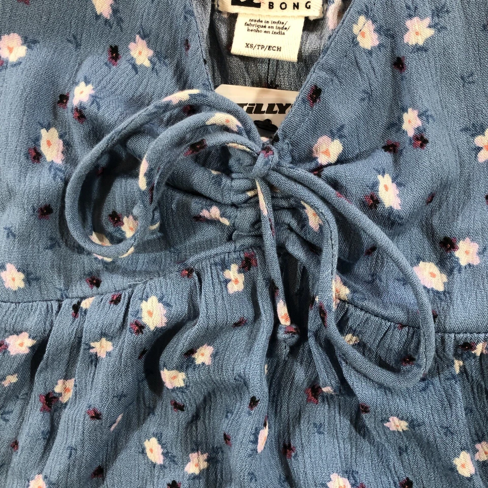 Babydoll Billabong Camisola Mujer XS Azul Floral Lunares Y2K Foto 3 de 4