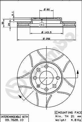 BREMBO 2 Bremsscheiben Max Line Geschlitzt 256 mm (09.7628.75) |
