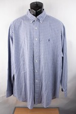 Ralph Lauren Blake Men's XL Button Dress Shirt Logo Blue Check Long Sleeve