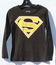 DC Comics Superman Boys Black Long-sleeve T-Shirt XS 4-6