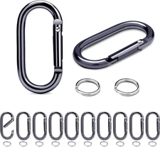 12Sets 2 Inch Large Carabiner Clips, Aluminum Spring Oval Keyrings with Flat O-R