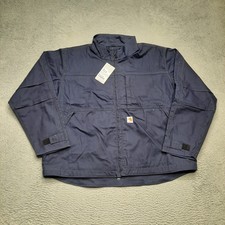 Carhartt FR Full Swing Quick Duck Jacket Men 3XL Navy Blue Canvas Coat Lined