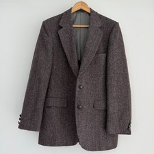 Vintage Harris Tweed Blazer Mens 42R Scottish Wool Herringbone Sport Coat USA