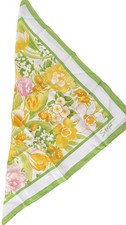 AVON Burst Of Spring SM KENT Scarf Floral Green Yellow 27" Square boho 70's