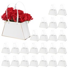 Paper Flower Gift Bags, 24 Pcs Paper Bouquet Flower Gift Bag, White