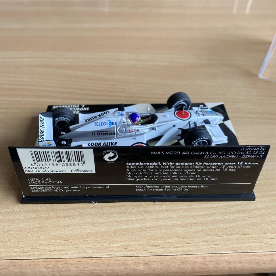 Minichamps 1/43 BAR Honda 01 J. Villeneuve - Showcar 2000 Foto 3 de 4