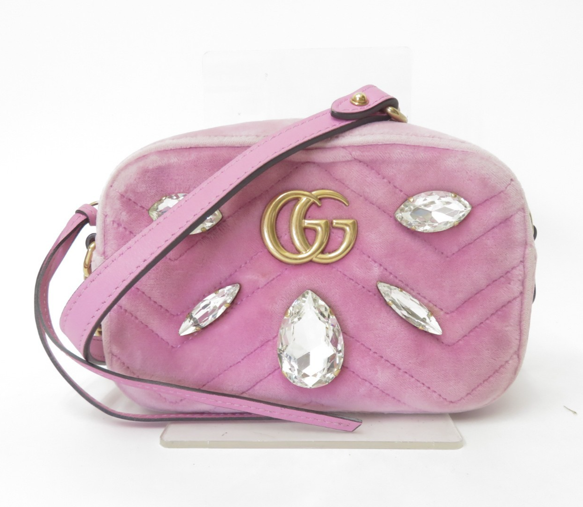Authentic Gucci GG Marmont V Stitch Velvet Chain Shoulder Bag I