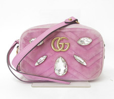 Autentica borsa a tracolla Gucci GG Marmont punto V in velluto con catena I#5...