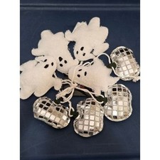 White Felt Fabric Ghost Plush And Silver Disco Pumpkins Halloween Garland Banner