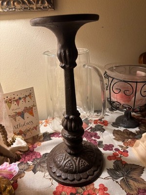 Antique Gothic Cast-Iron Candlestick (c. 1890 1910)